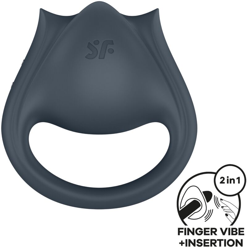 SATISFYER - PERFECTE PAAR 2 MULTIVIBRATOR 2 IN 1 PENIS RING &amp; VINGER STIMULATOR GRIJS