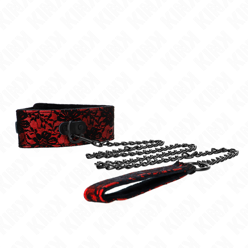 KINK - 105 CM KANTEN KETTING MET ECHT LEDEREN RIEM 44 X 5,5 CM