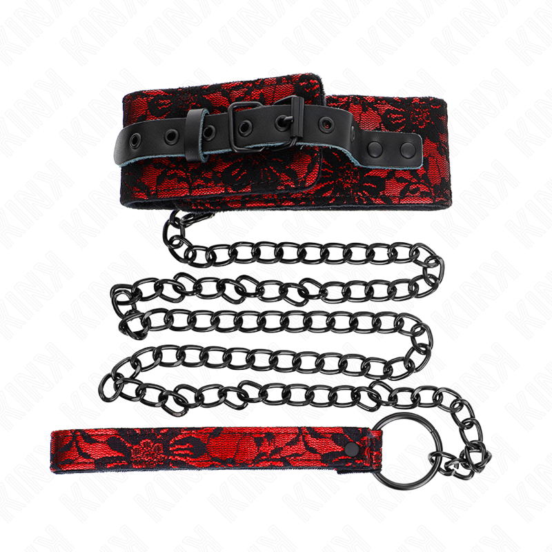 KINK - 105 CM KANTEN KETTING MET ECHT LEDEREN RIEM 44 X 5,5 CM