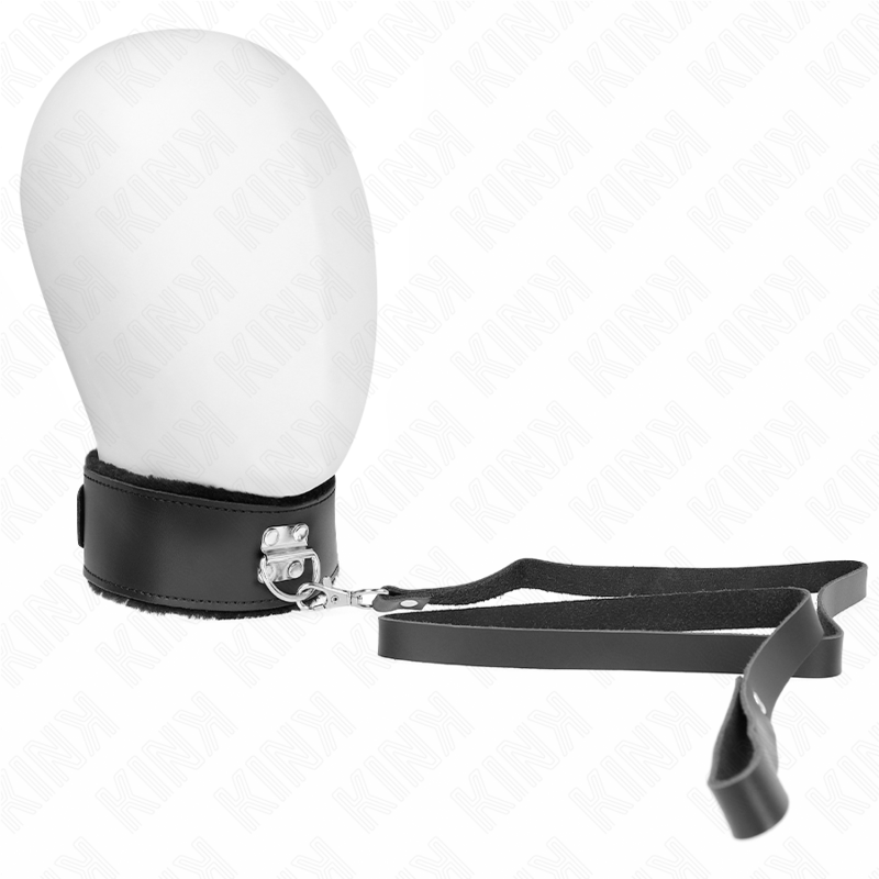 KINK - 116 CM ZWARTE LEDEREN HALSBAND MET VERSTELBARE 40-48 CM X 6 CM LIJN