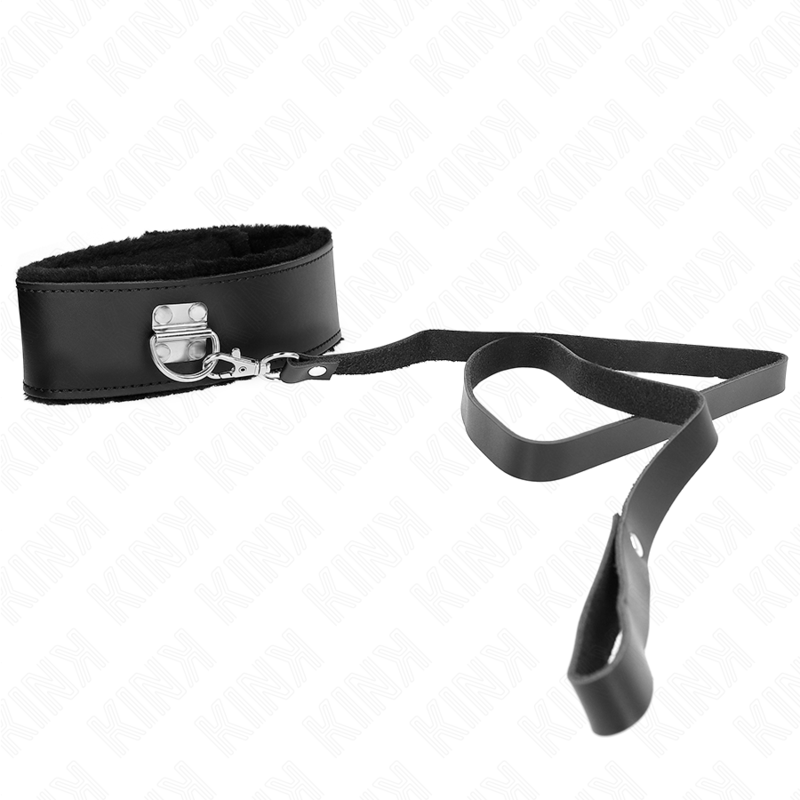 KINK - 116 CM ZWARTE LEDEREN HALSBAND MET VERSTELBARE 40-48 CM X 6 CM LIJN