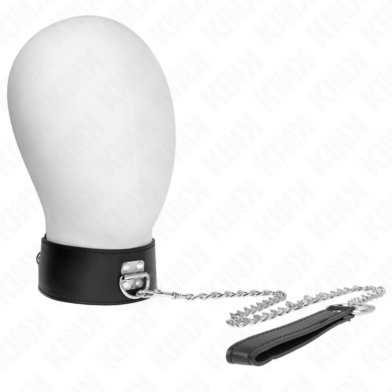 KINK - HALSBAND MET LIJN 65 CM BREED ZWART VERSTELBAAR 33,5-41 CM X 5 CM