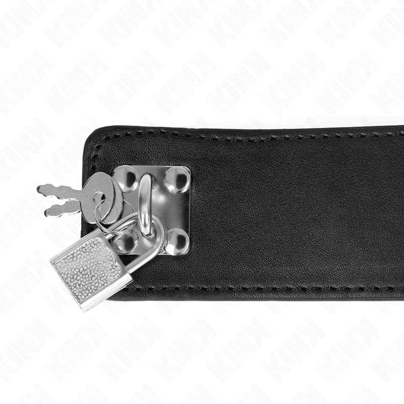 KINK - HALSBAND MET LIJN 65 CM BREED ZWART VERSTELBAAR 33,5-41 CM X 5 CM