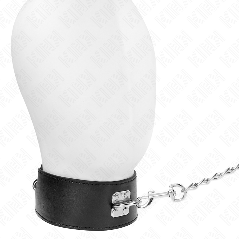 KINK - HALSBAND MET LIJN 65 CM BREED ZWART VERSTELBAAR 33,5-41 CM X 5 CM