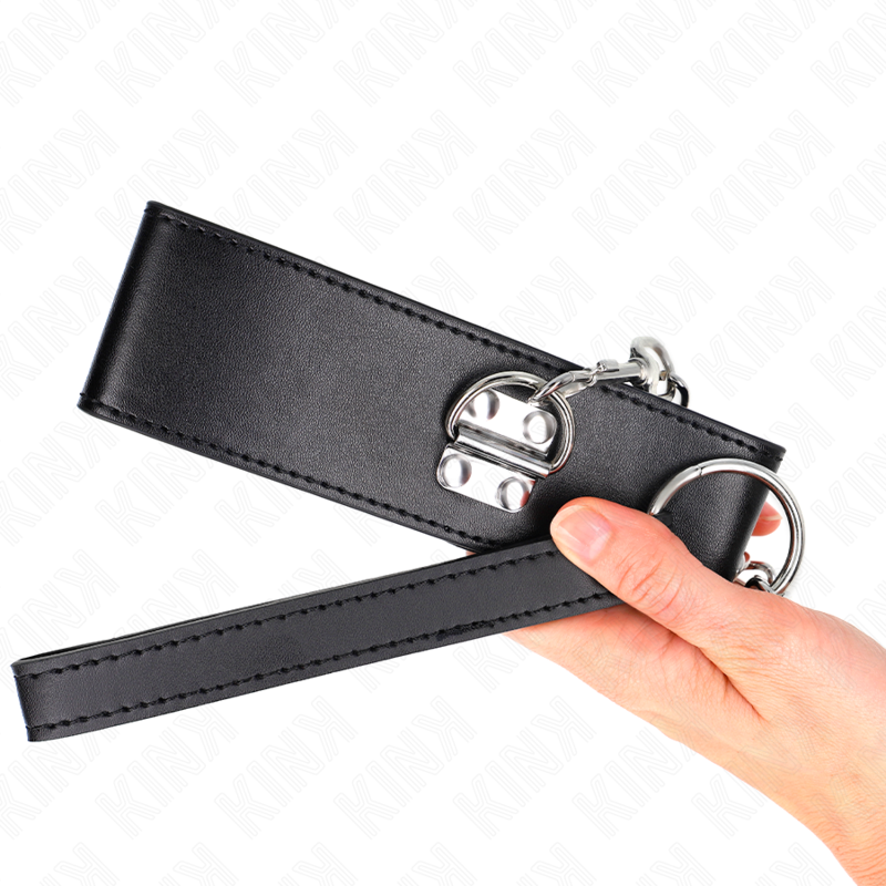 KINK - HALSBAND MET LIJN 65 CM BREED ZWART VERSTELBAAR 33,5-41 CM X 5 CM