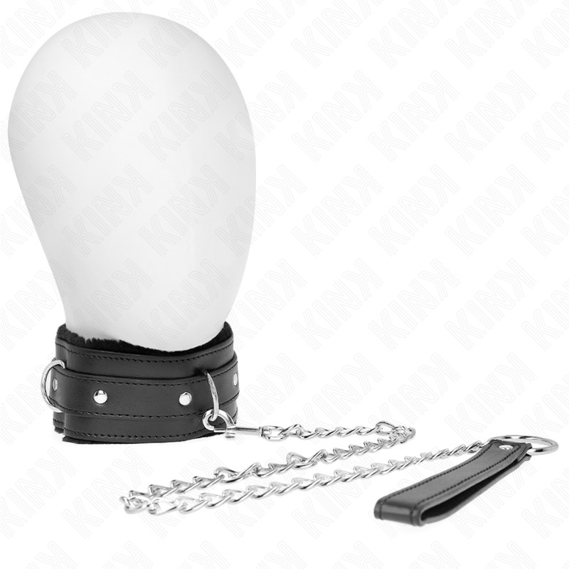 KINK - 65 CM LIJNHALSBAND MET BEPERKINGEN, ZWART, VERSTELBAAR 36-42 CM X 5,5 CM