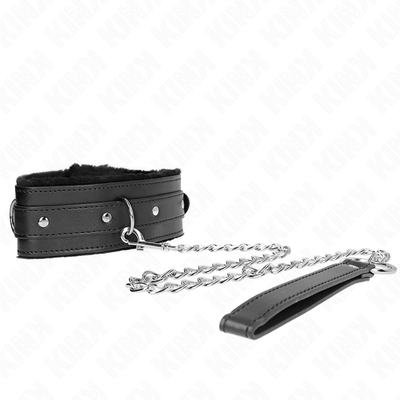 KINK - 65 CM LIJNHALSBAND MET BEPERKINGEN, ZWART, VERSTELBAAR 36-42 CM X 5,5 CM