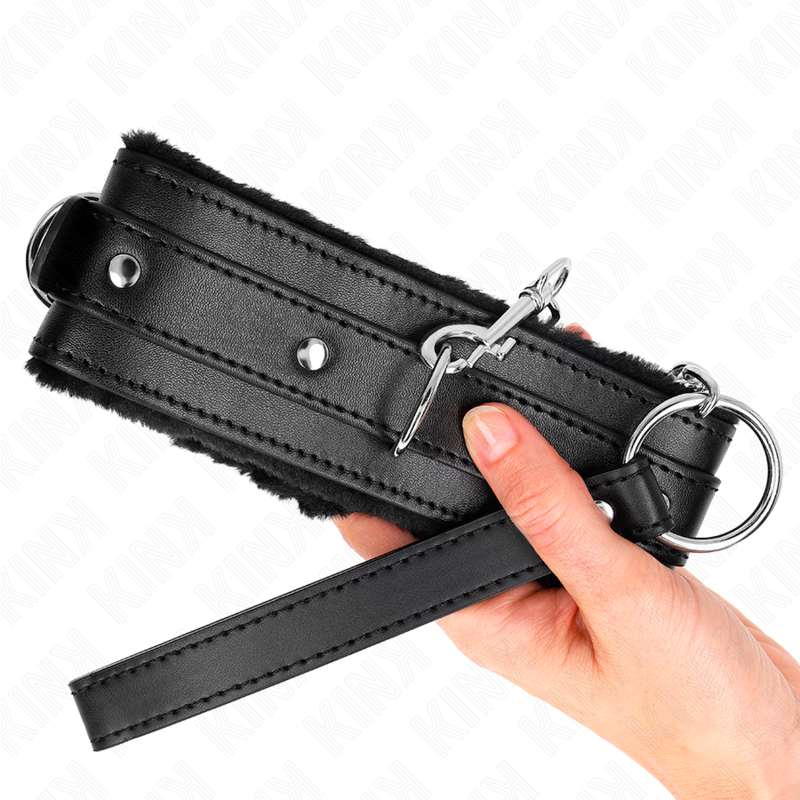 KINK - 65 CM LIJNHALSBAND MET BEPERKINGEN, ZWART, VERSTELBAAR 36-42 CM X 5,5 CM