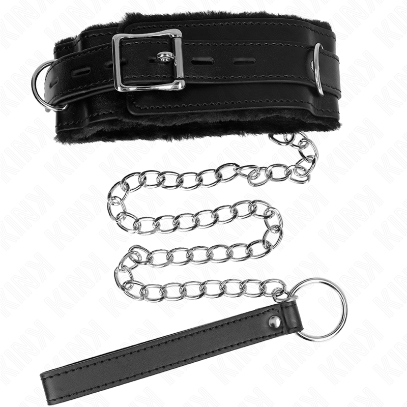 KINK - 65 CM LIJNHALSBAND MET BEPERKINGEN, ZWART, VERSTELBAAR 36-42 CM X 5,5 CM