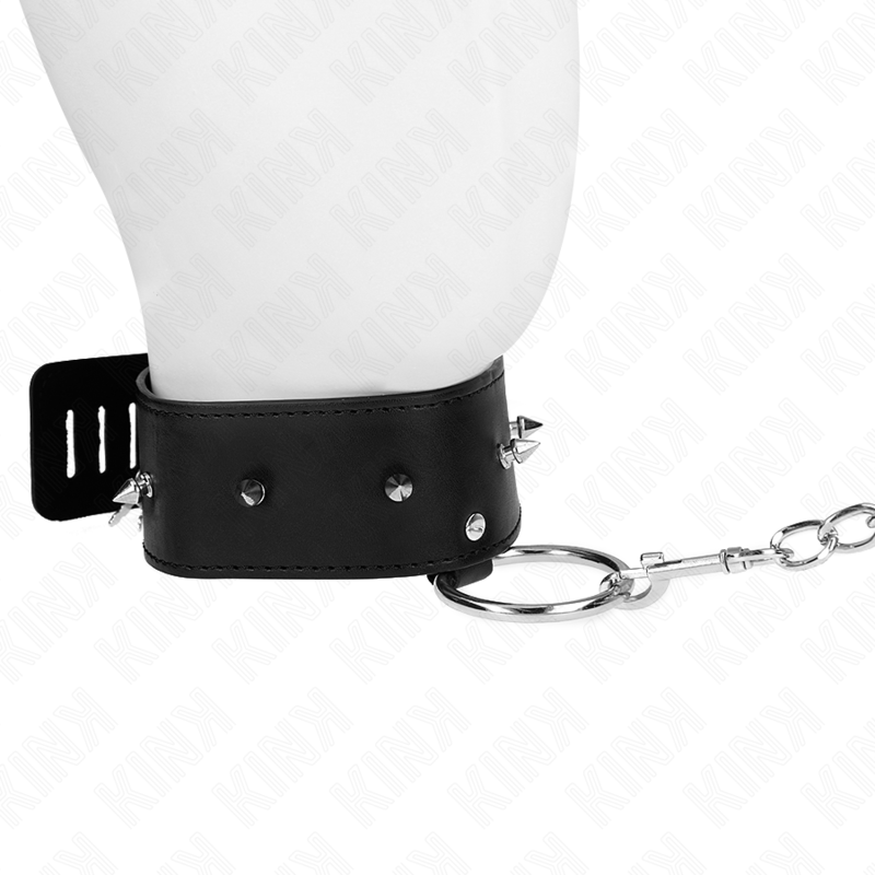 KINK - HALSBAND MET 65 CM BAND MET ZILVEREN STUDS MODEL 2 VERSTELBAAR 36-43 CM X 5 CM