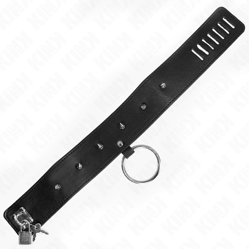 KINK - HALSBAND MET 65 CM BAND MET ZILVEREN STUDS MODEL 2 VERSTELBAAR 36-43 CM X 5 CM