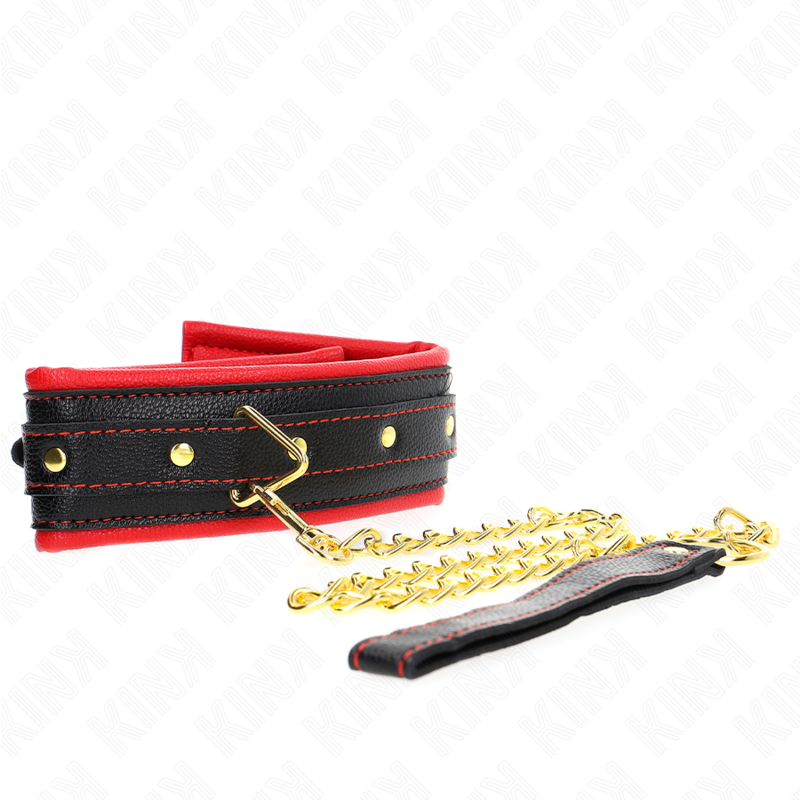 KINK - HALSBAND MET SPONSBAND IMITATIELEER MODEL 2 VERSTELBAAR 37-54 CM X 3 CM
