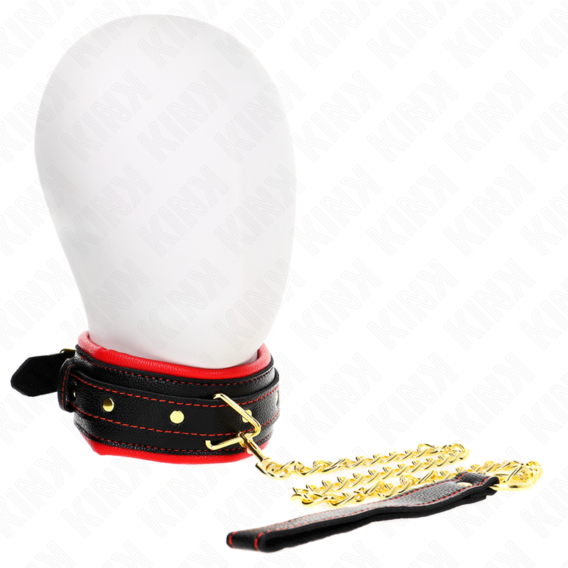 KINK - HALSBAND MET SPONSBAND IMITATIELEER MODEL 2 VERSTELBAAR 37-54 CM X 3 CM