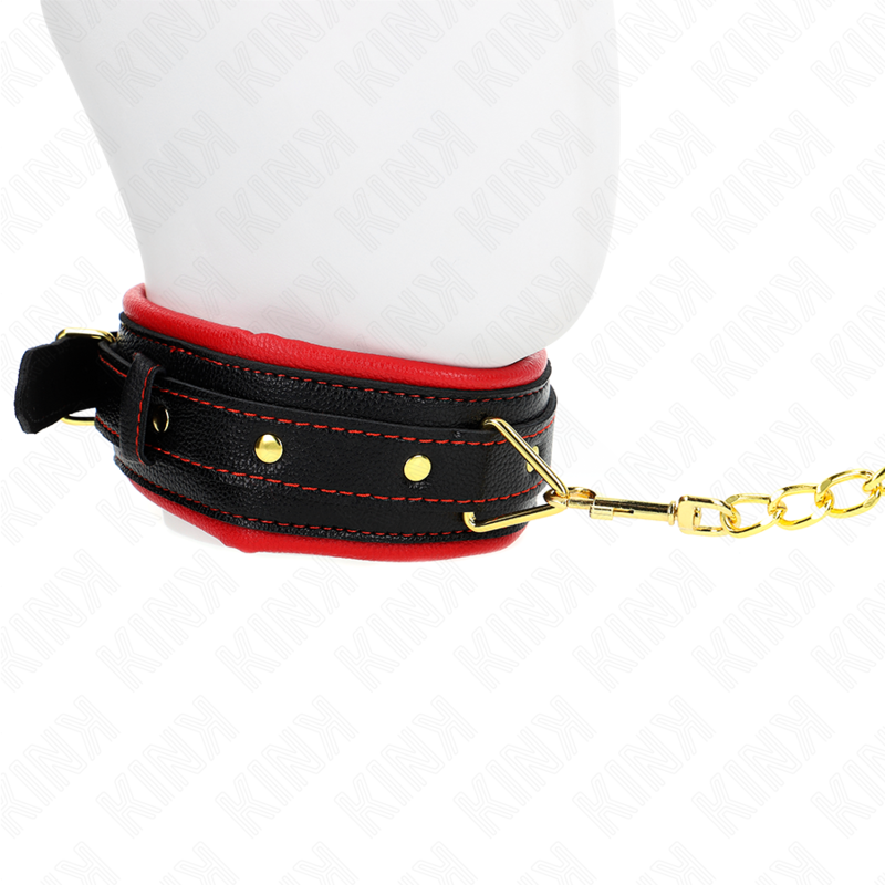 KINK - HALSBAND MET SPONSBAND IMITATIELEER MODEL 2 VERSTELBAAR 37-54 CM X 3 CM
