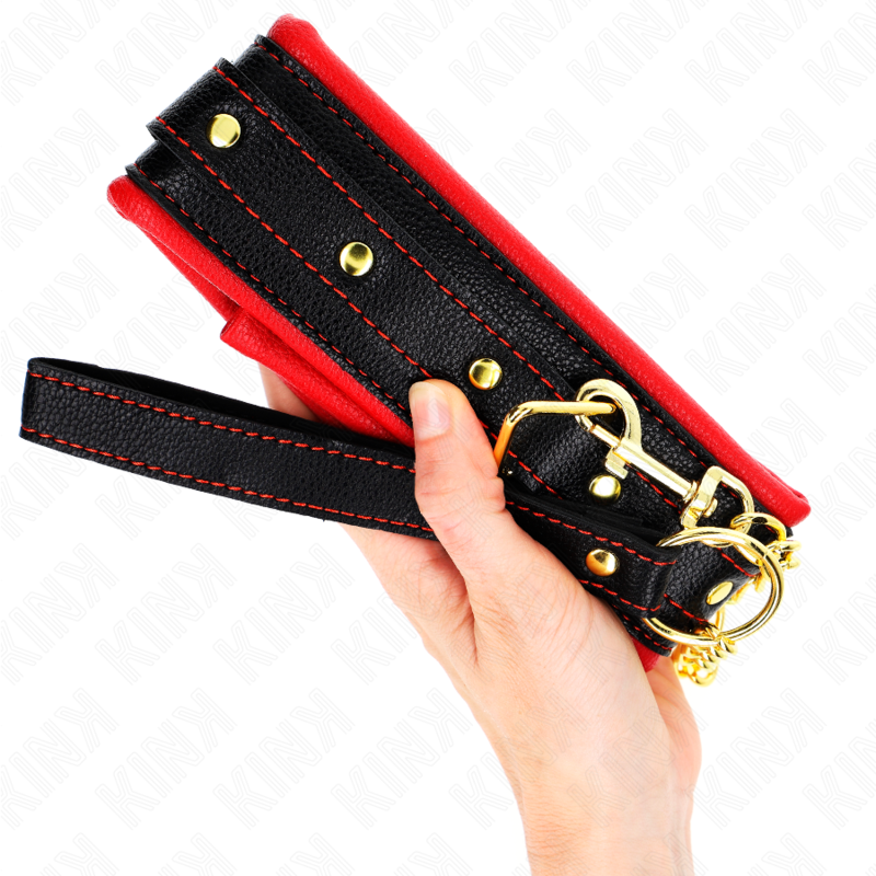 KINK - HALSBAND MET SPONSBAND IMITATIELEER MODEL 2 VERSTELBAAR 37-54 CM X 3 CM