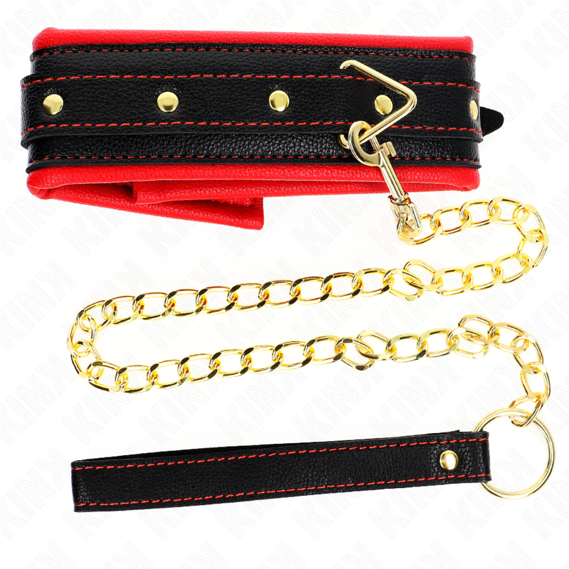 KINK - HALSBAND MET SPONSBAND IMITATIELEER MODEL 2 VERSTELBAAR 37-54 CM X 3 CM