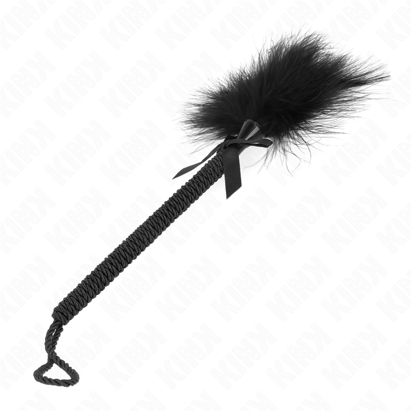 KINK - NYLON TOUWMASSAGEAPPARAAT MET VEREN OM TE KIETELEN EN ZWART LINT 25 CM
