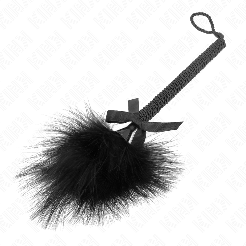 KINK - NYLON TOUWMASSAGEAPPARAAT MET VEREN OM TE KIETELEN EN ZWART LINT 25 CM