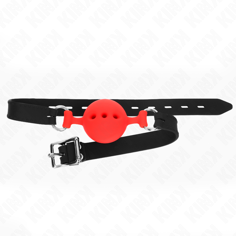 KINK - GAG 55 x 2 CM BAL 4,5 CM VOLLEDIGE SILICONEN MAAT M ROOD VERSTELBAAR 35-51 CM