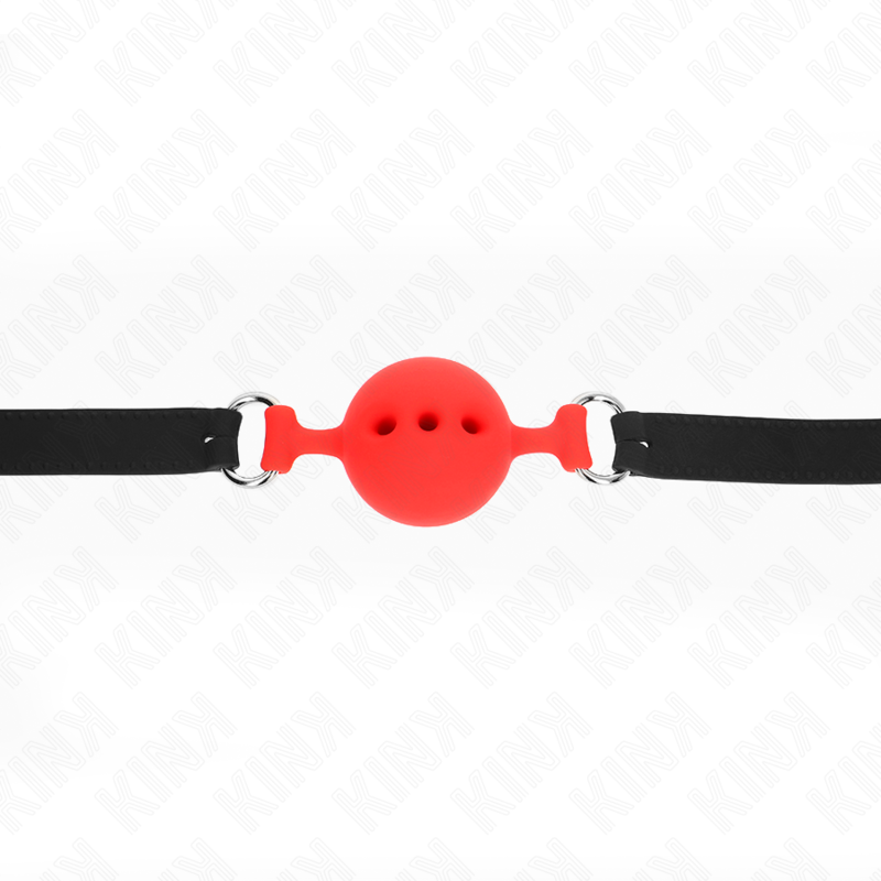 KINK - GAG 55 x 2 CM BAL 4,5 CM VOLLEDIGE SILICONEN MAAT M ROOD VERSTELBAAR 35-51 CM