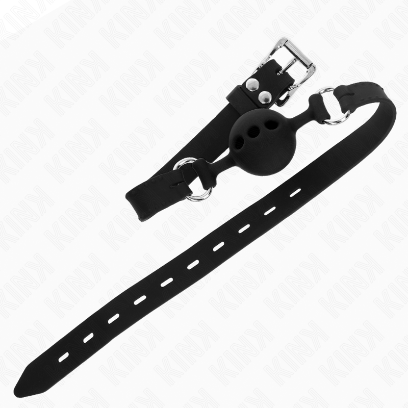 KINK - GAG 55 x 2 CM BAL 4 CM VOLLEDIGE SILICONEN MAAT S ZWART VERSTELBAAR 35-51 CM