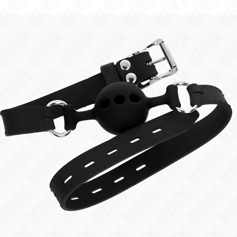 KINK - GAG 55 x 2 CM BAL 4 CM VOLLEDIGE SILICONEN MAAT S ZWART VERSTELBAAR 35-51 CM