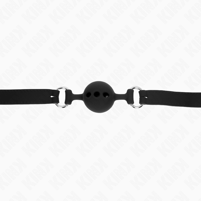 KINK - GAG 55 x 2 CM BAL 4 CM VOLLEDIGE SILICONEN MAAT S ZWART VERSTELBAAR 35-51 CM