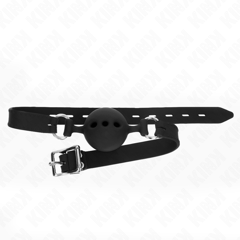 KINK - GAG 55 x 2 CM BAL 5 CM VOLLEDIGE SILICONEN MAAT L ZWART VERSTELBAAR 35-51 CM