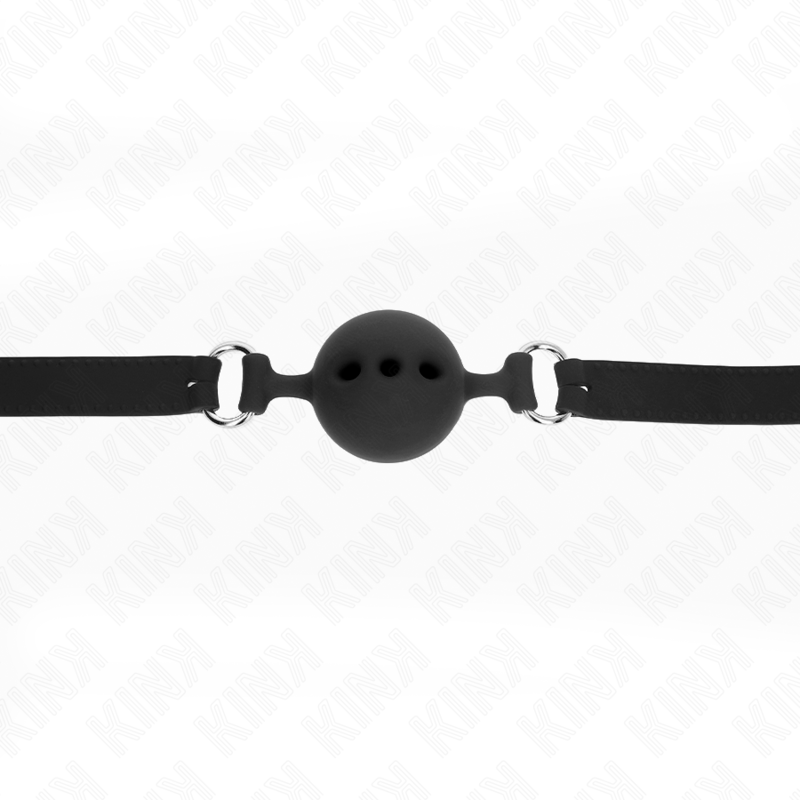 KINK - GAG 55 x 2 CM BAL 5 CM VOLLEDIGE SILICONEN MAAT L ZWART VERSTELBAAR 35-51 CM