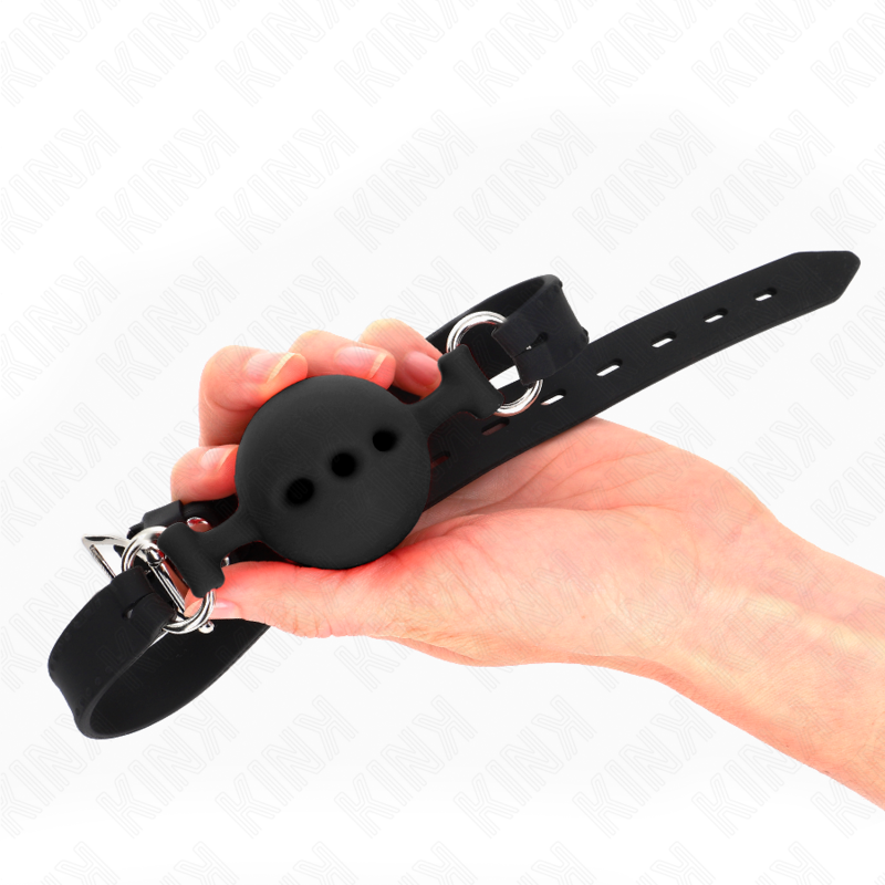 KINK - GAG 55 x 2 CM BAL 5 CM VOLLEDIGE SILICONEN MAAT L ZWART VERSTELBAAR 35-51 CM