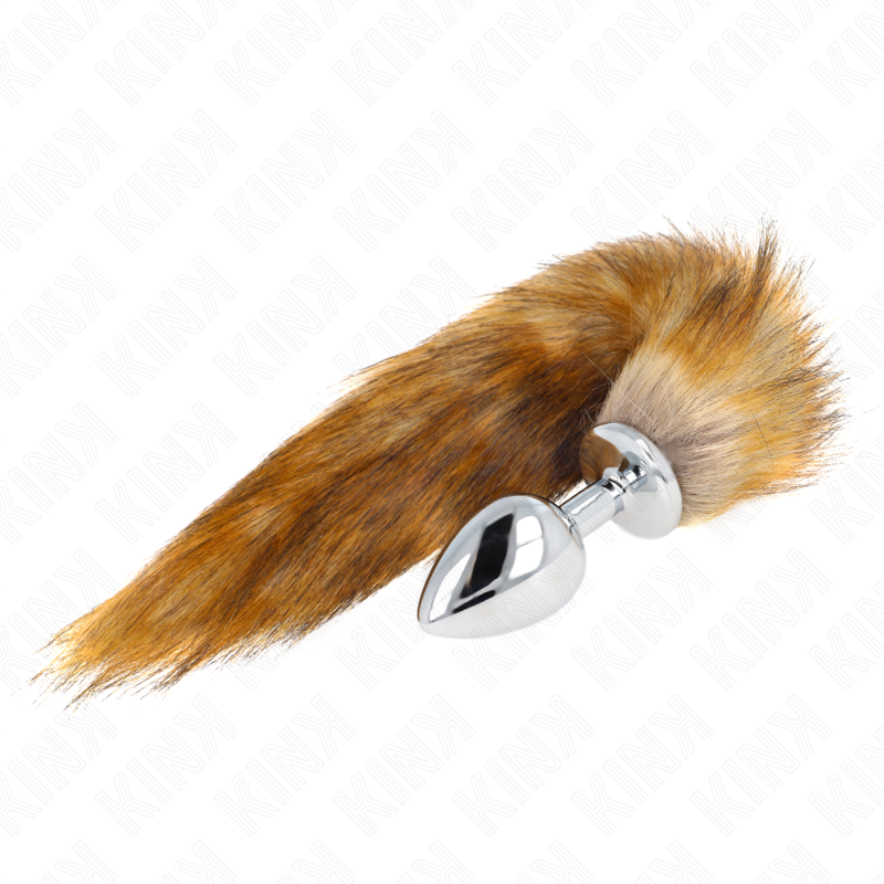 KINK - ANAAL PLUG MAAT L 10 X 4 CM MET SYNTHETISCHE STAART 40 CM BRUIN