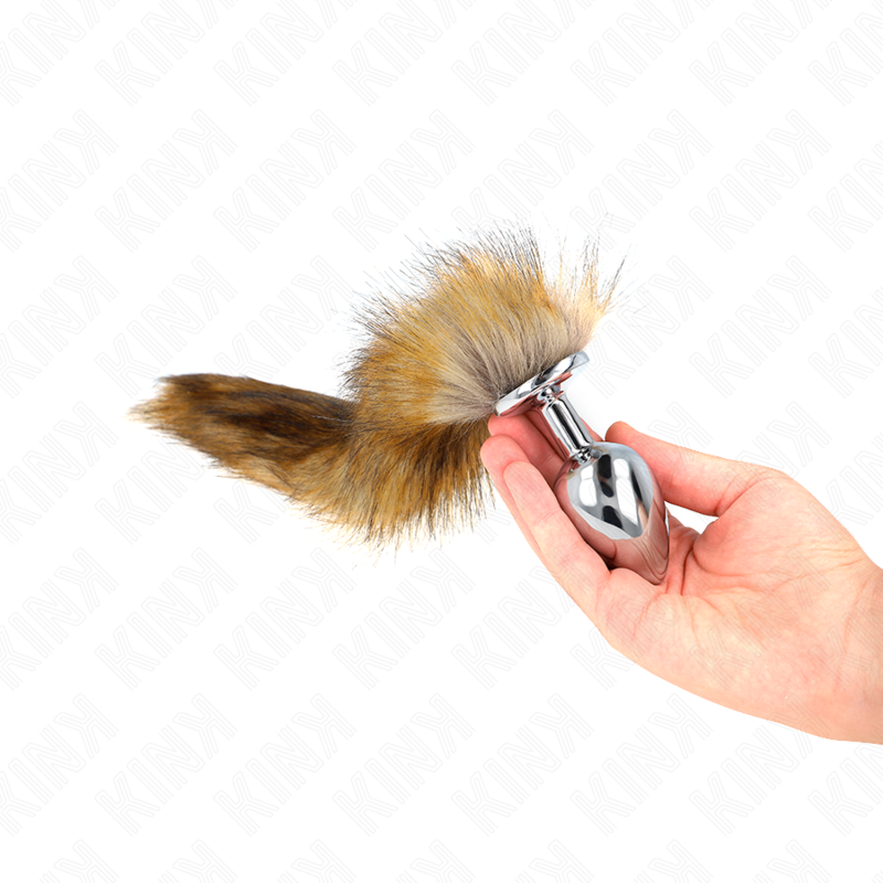 KINK - ANAAL PLUG MAAT L 10 X 4 CM MET SYNTHETISCHE STAART 40 CM BRUIN