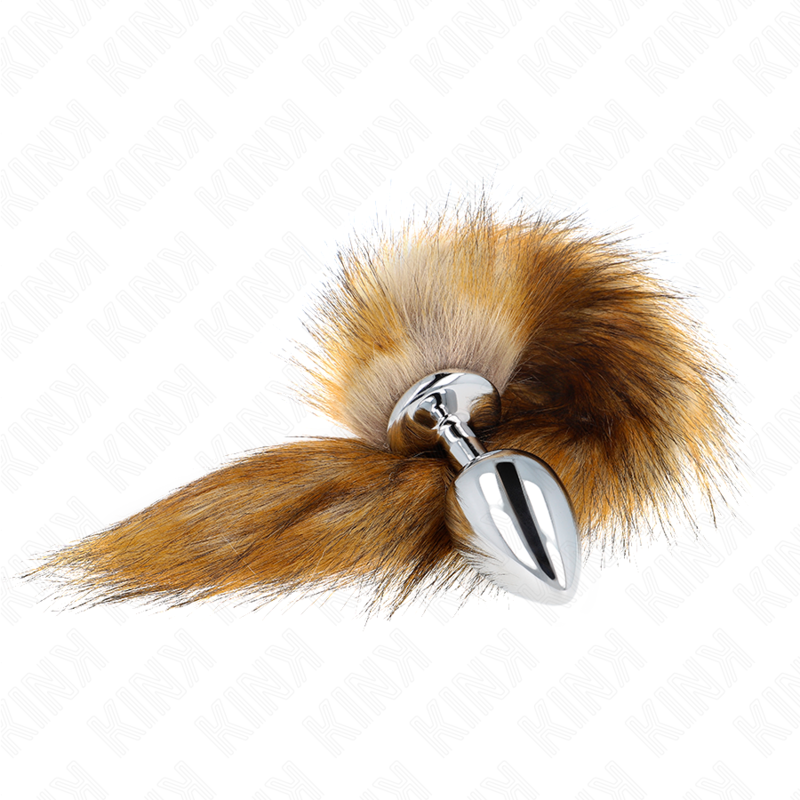 KINK - ANAAL PLUG MAAT L 10 X 4 CM MET SYNTHETISCHE STAART 40 CM BRUIN