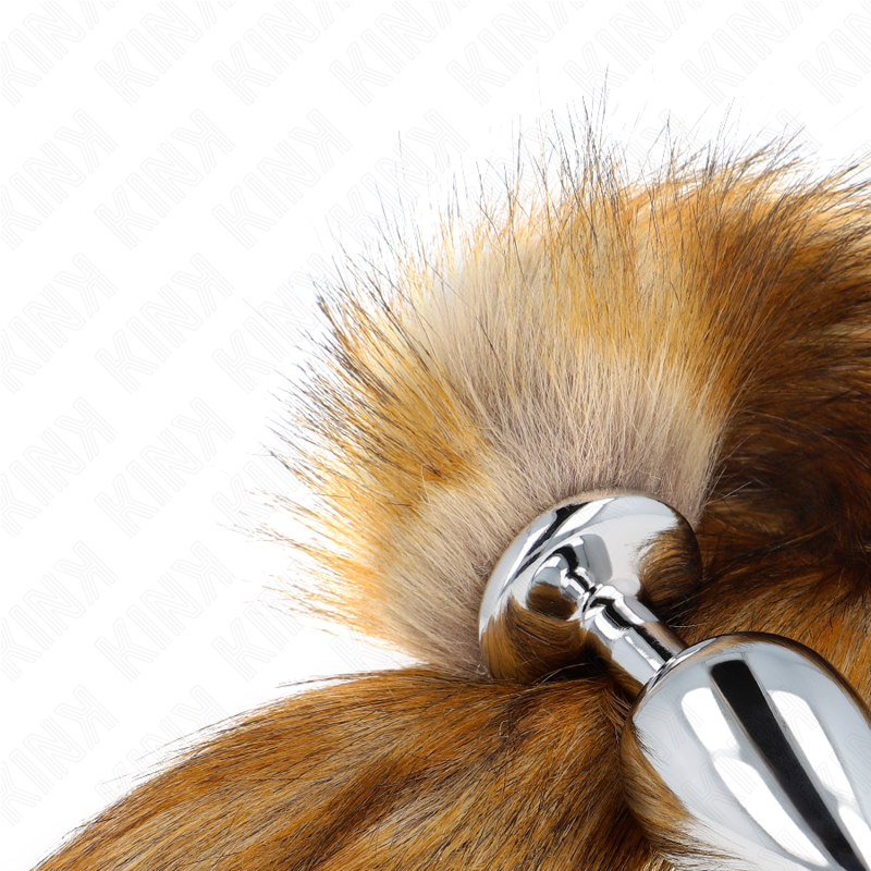 KINK - ANAAL PLUG MAAT L 10 X 4 CM MET SYNTHETISCHE STAART 40 CM BRUIN