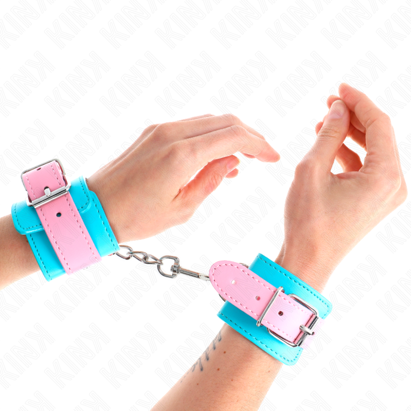 KINK - CHIC BLAUW / ROZE POLSBANDJES VERSTELBAAR 16-28 CM X 5 CM