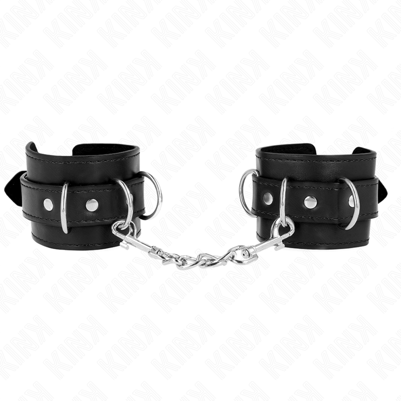 KINK - Polsbandjes met 3 verstelbare D-ringen, zwart, 17,5-25 cm x 6 cm
