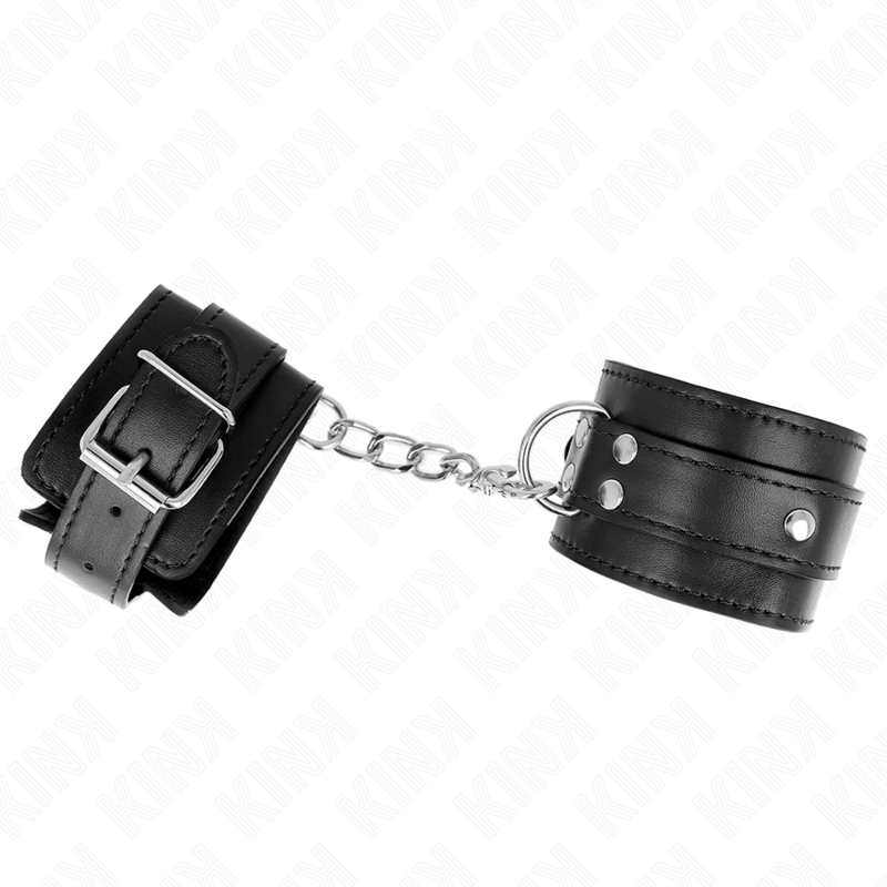 KINK - Polsbandjes met 3 verstelbare D-ringen, zwart, 17,5-25 cm x 6 cm