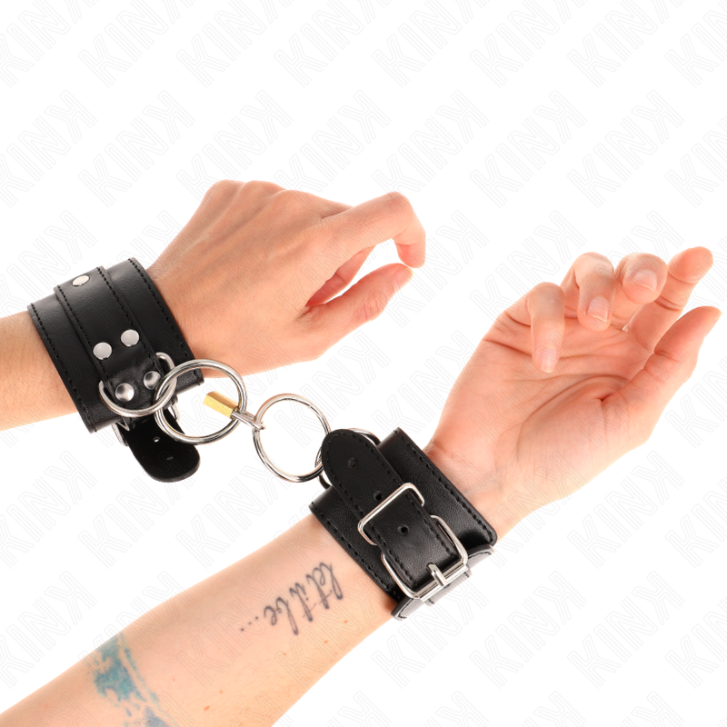 KINK - Polsbandjes met sluitringen, zwart, verstelbaar, 20-28 cm x 5,5 cm