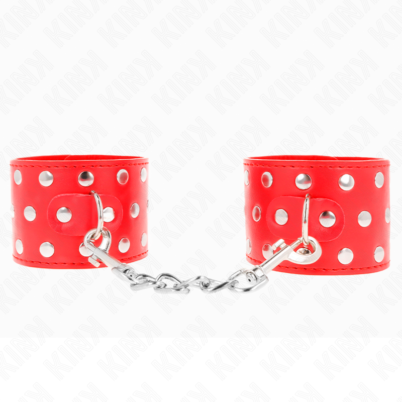 KINK - Verstelbare polsbandjes met drukknopen, rood, 19-24 cm x 5,5 cm