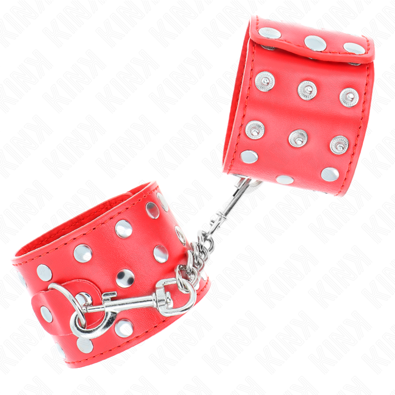 KINK - Verstelbare polsbandjes met drukknopen, rood, 19-24 cm x 5,5 cm