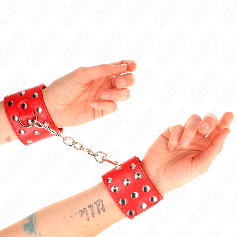 KINK - Verstelbare polsbandjes met drukknopen, rood, 19-24 cm x 5,5 cm