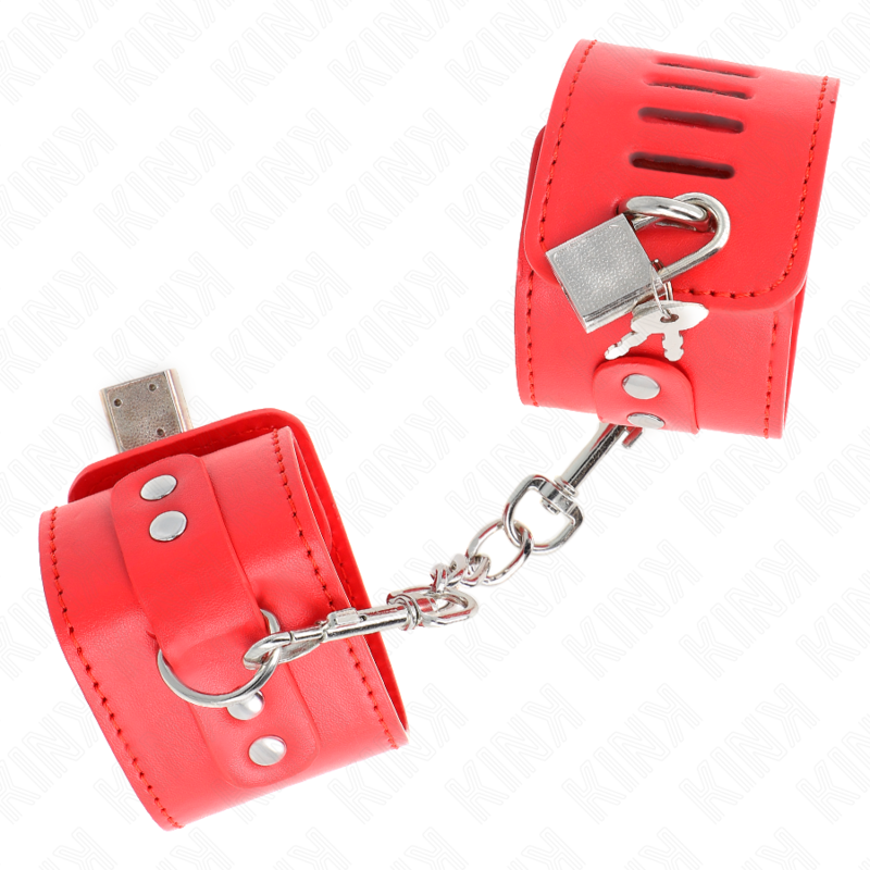 KINK - Polsbandjes met verstelbare rode hangslotsluiting 16-23 cm x 5,5 cm