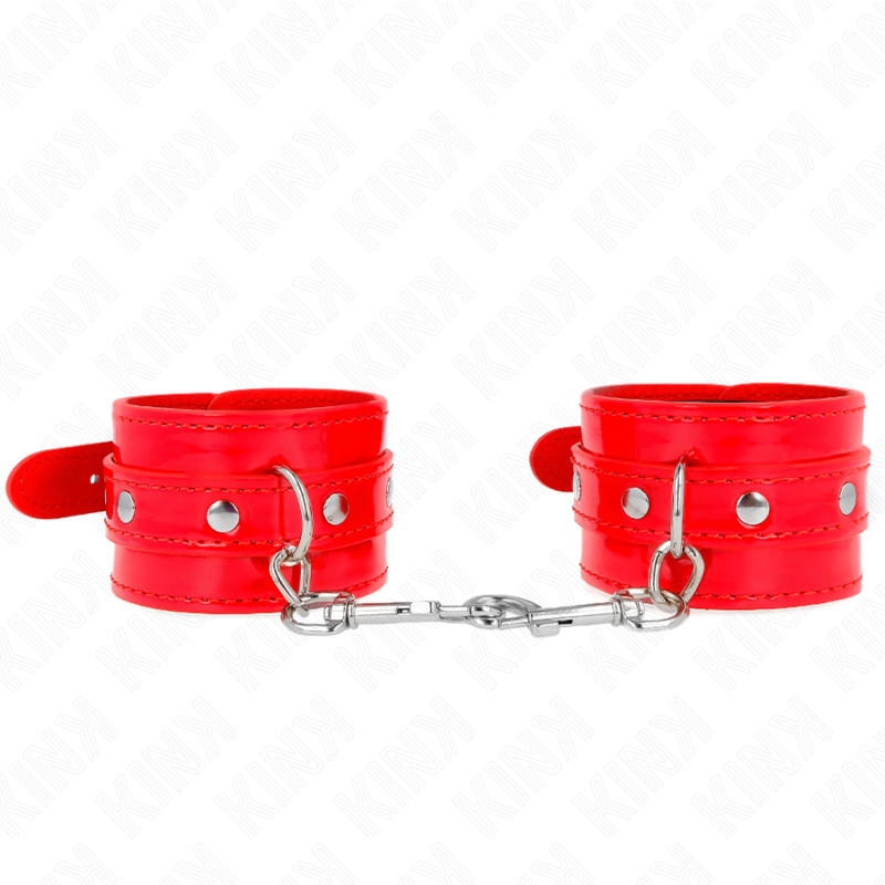 KINK - VERSTELBARE RODE POLSBANDJES MET STUDS 23-33 CM