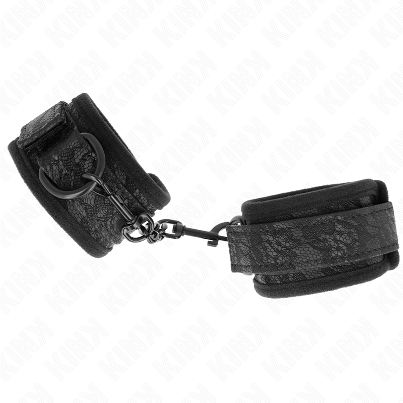 KINK - Verstelbare zwarte kant- en neopreen polsbandjes 20-29 cm x 5 cm