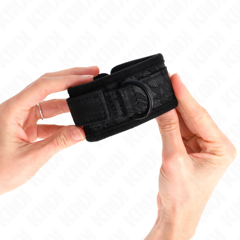 KINK - Verstelbare zwarte kant- en neopreen polsbandjes 20-29 cm x 5 cm