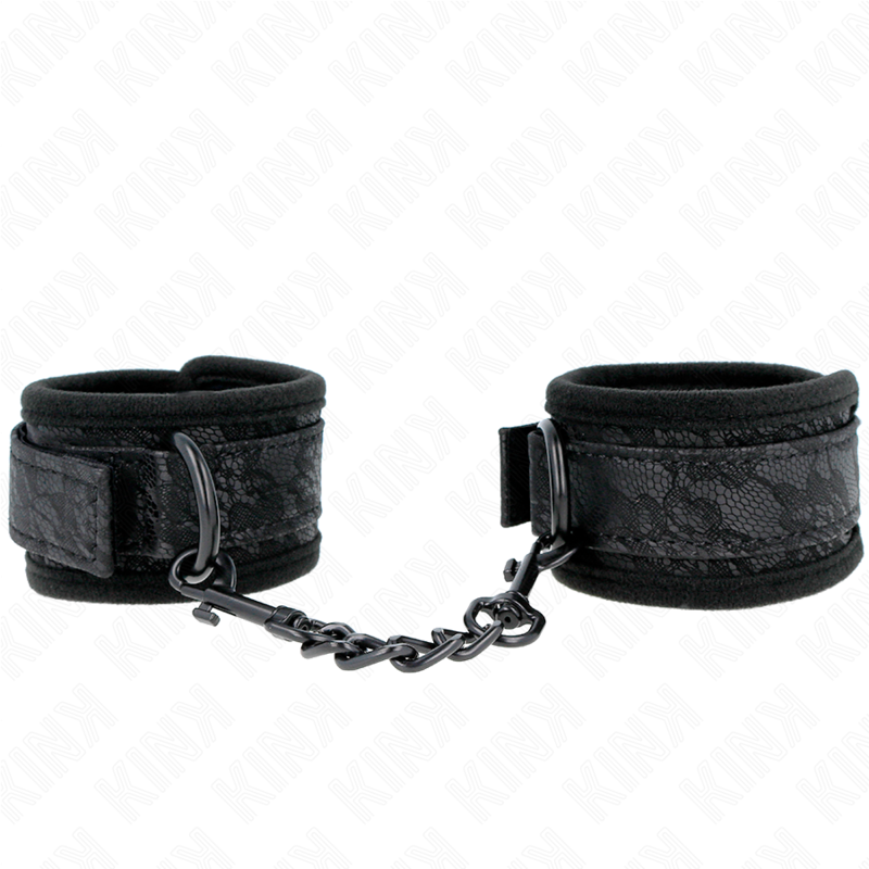 KINK - Verstelbare zwarte kant- en neopreen polsbandjes 20-29 cm x 5 cm