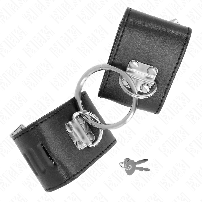 KINK - Vaste polsbandjes met ring en verstelbare zwarte hangslotsluiting 16-23 cm x 5,5 cm