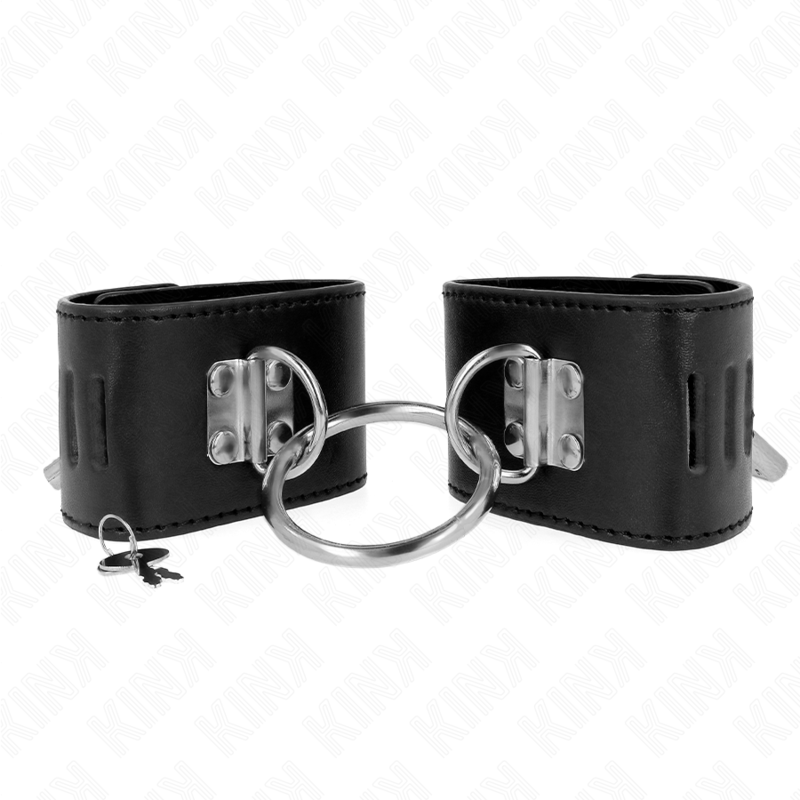 KINK - Vaste polsbandjes met ring en verstelbare zwarte hangslotsluiting 16-23 cm x 5,5 cm