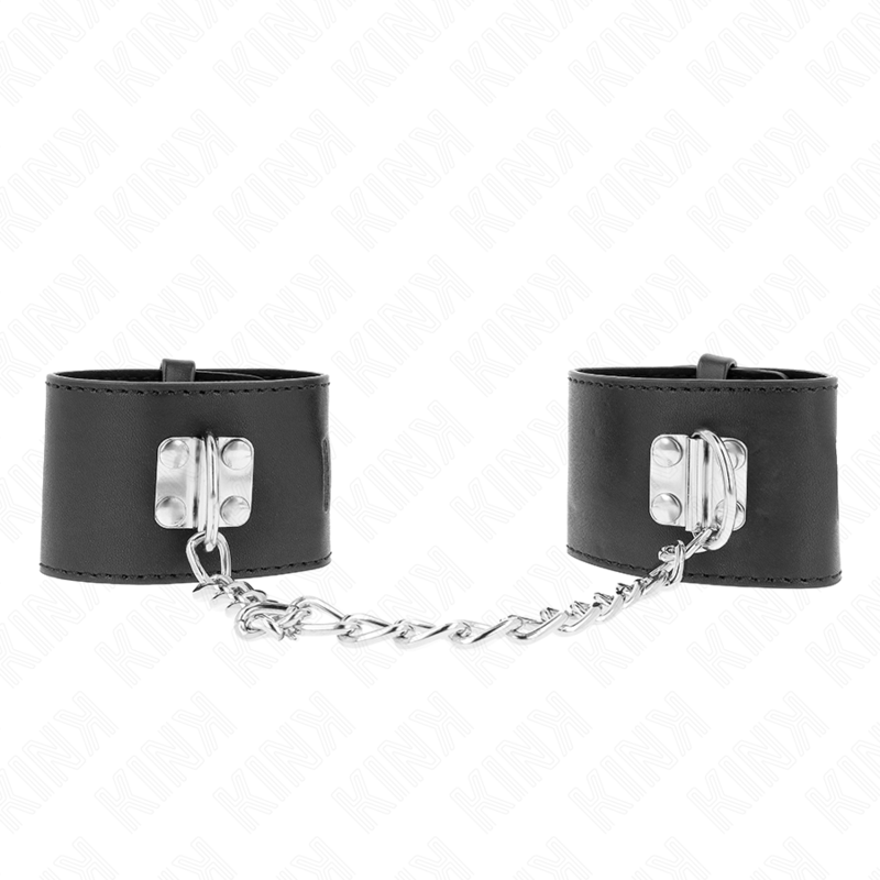 KINK - Vaste polsbandjes met 30 cm ketting en verstelbare zwarte hangslotsluiting 16-23 cm x 5,5 cm