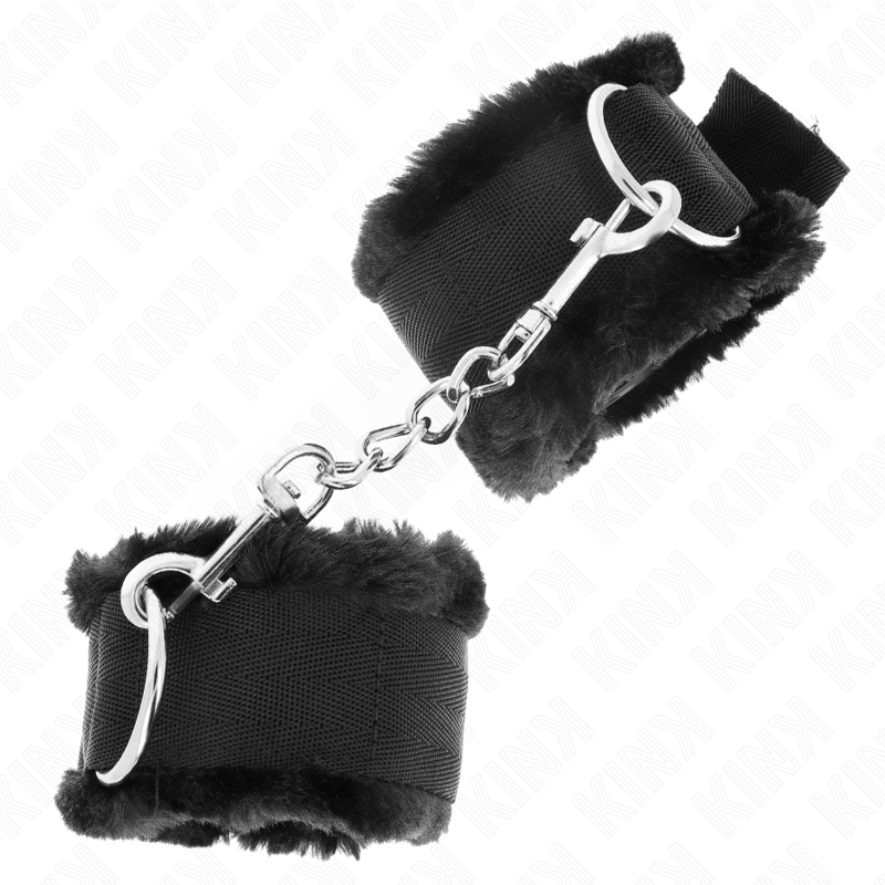 KINK - VERSTELBARE ZWART GEVOERDE POLSBANDJES 17-31 CM X 7 CM